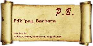 Pápay Barbara névjegykártya