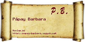 Pápay Barbara névjegykártya